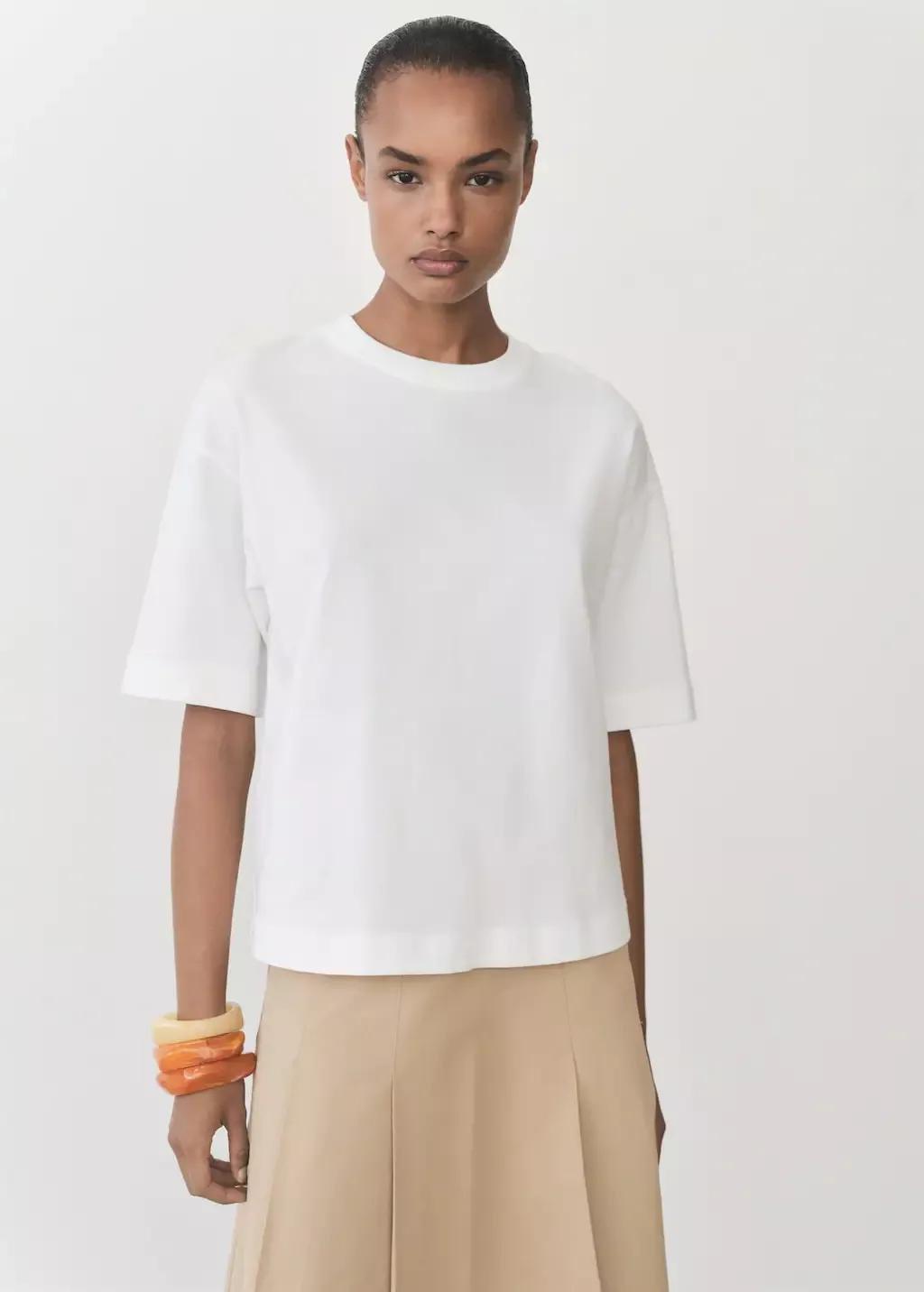 White Oversized Cotton T-Shirt, , medium