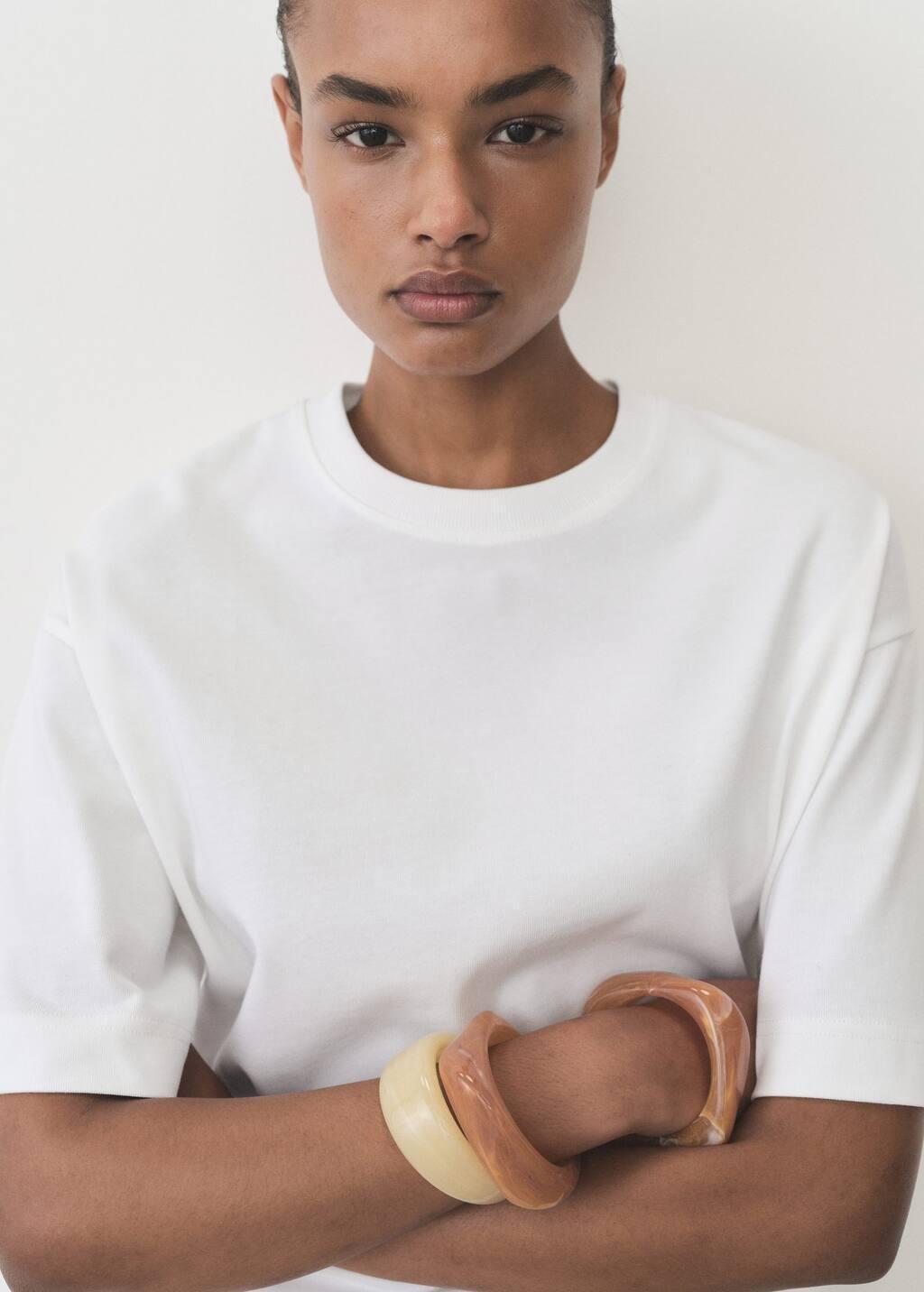 White Oversized Cotton T-Shirt, , large image number 1