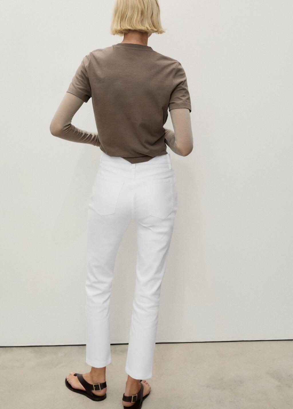 White Plain Cropped Jeans, , large image number 5