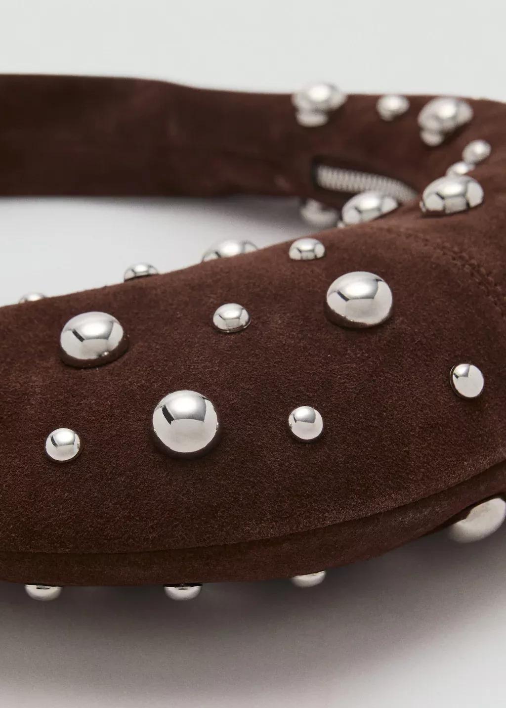 Dark Brown Handmade Studded Handbag, Dark Brown, large image number 1