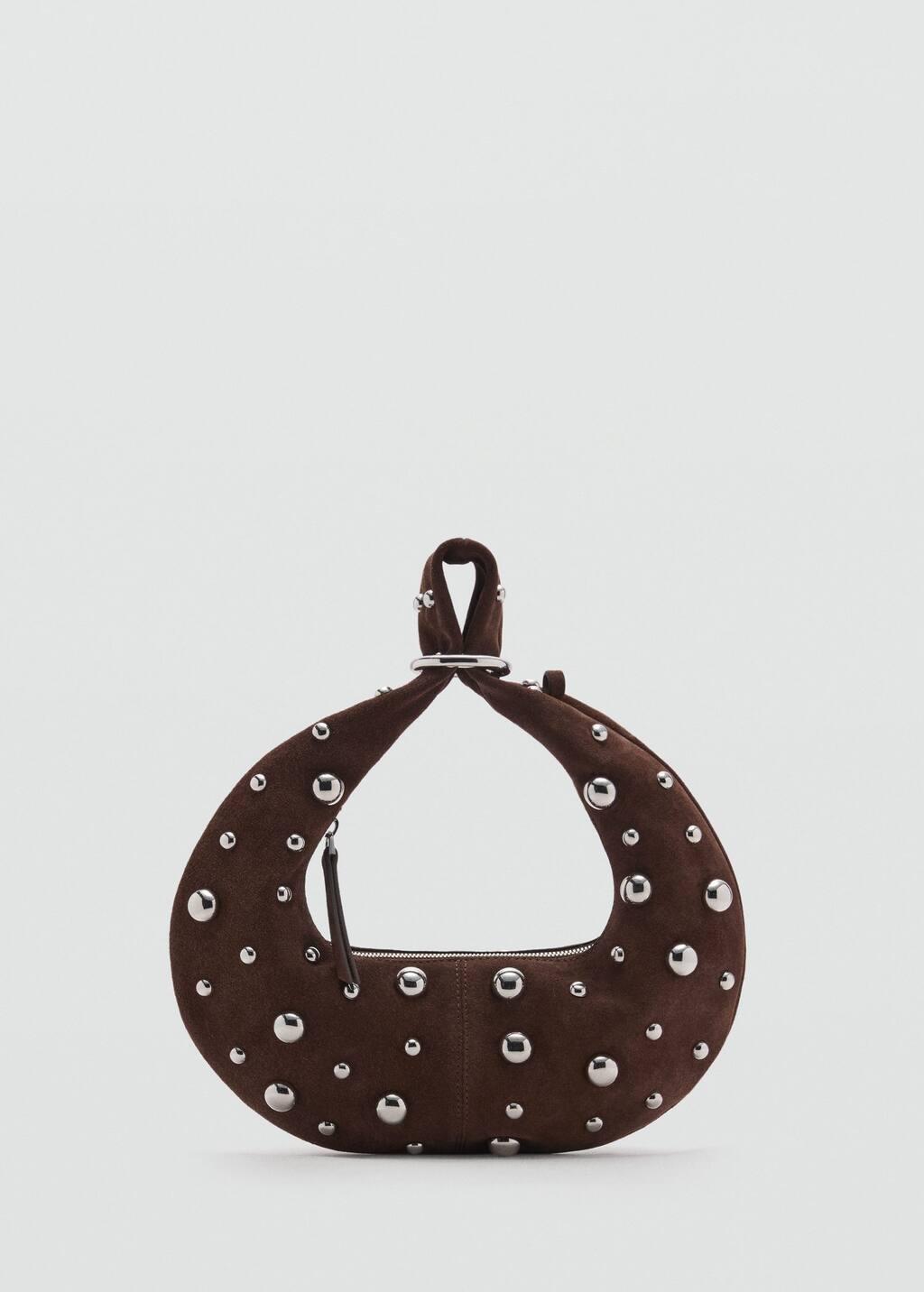 Dark Brown Handmade Studded Handbag, Dark Brown, large image number 4