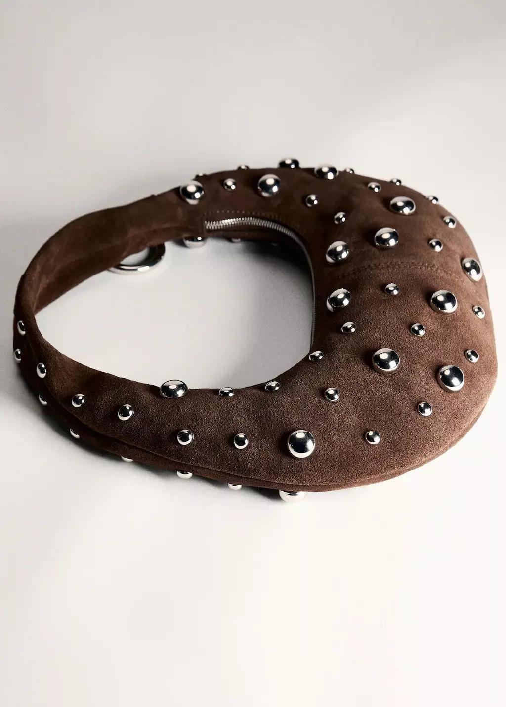 Dark Brown Handmade Studded Handbag, Dark Brown, large image number 5