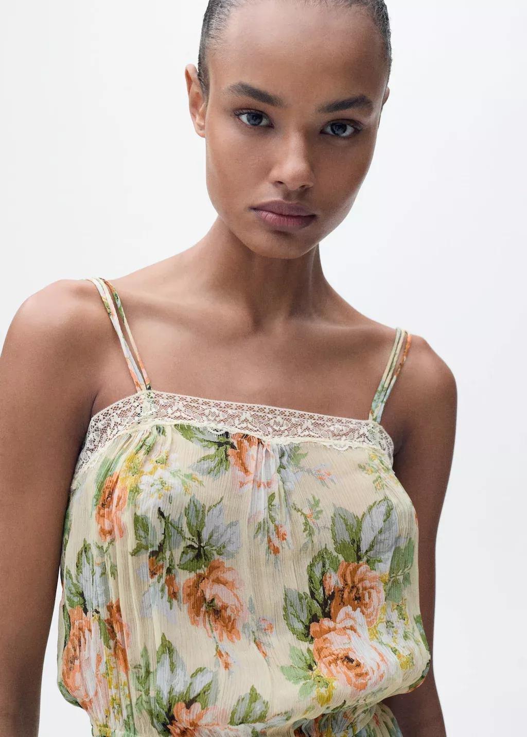 Beige Floral Jumpsuit Long, , large image number 1