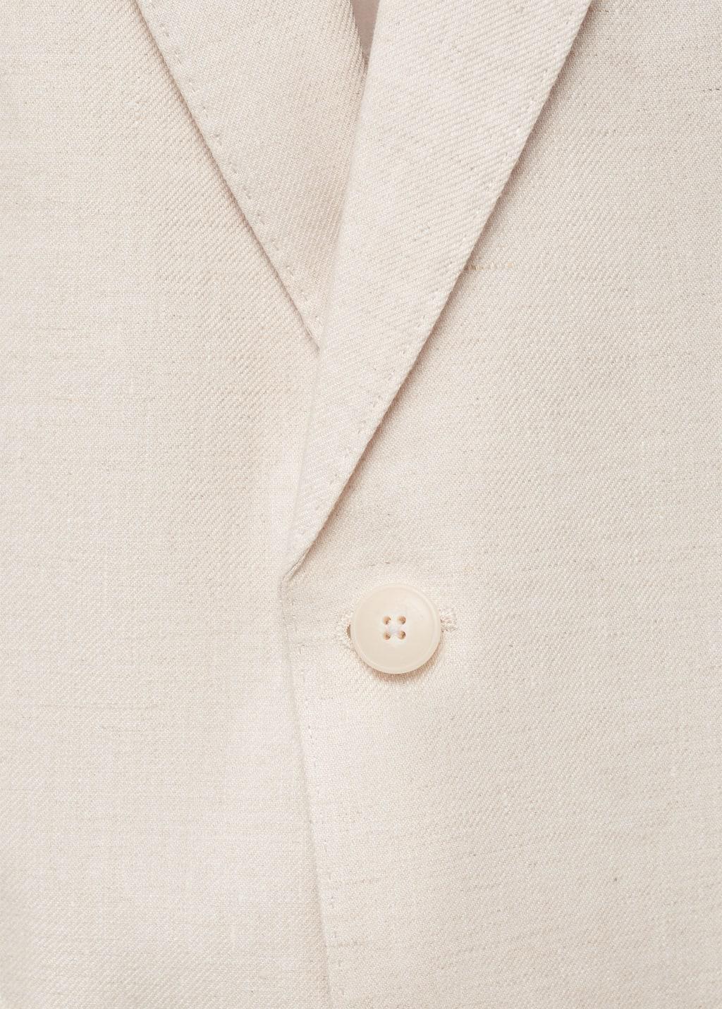 Beige Slim Fit 100% Linen Suit Blazer, , large image number 3