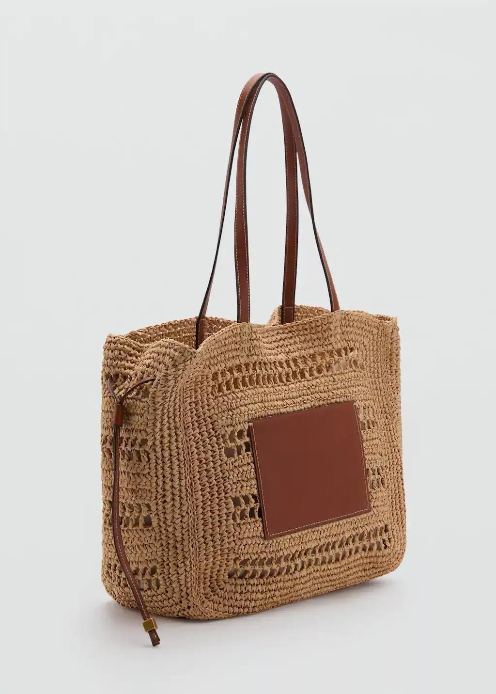 Brown Natural Fibre Shopper Bag, Medium Brown, large image number 0