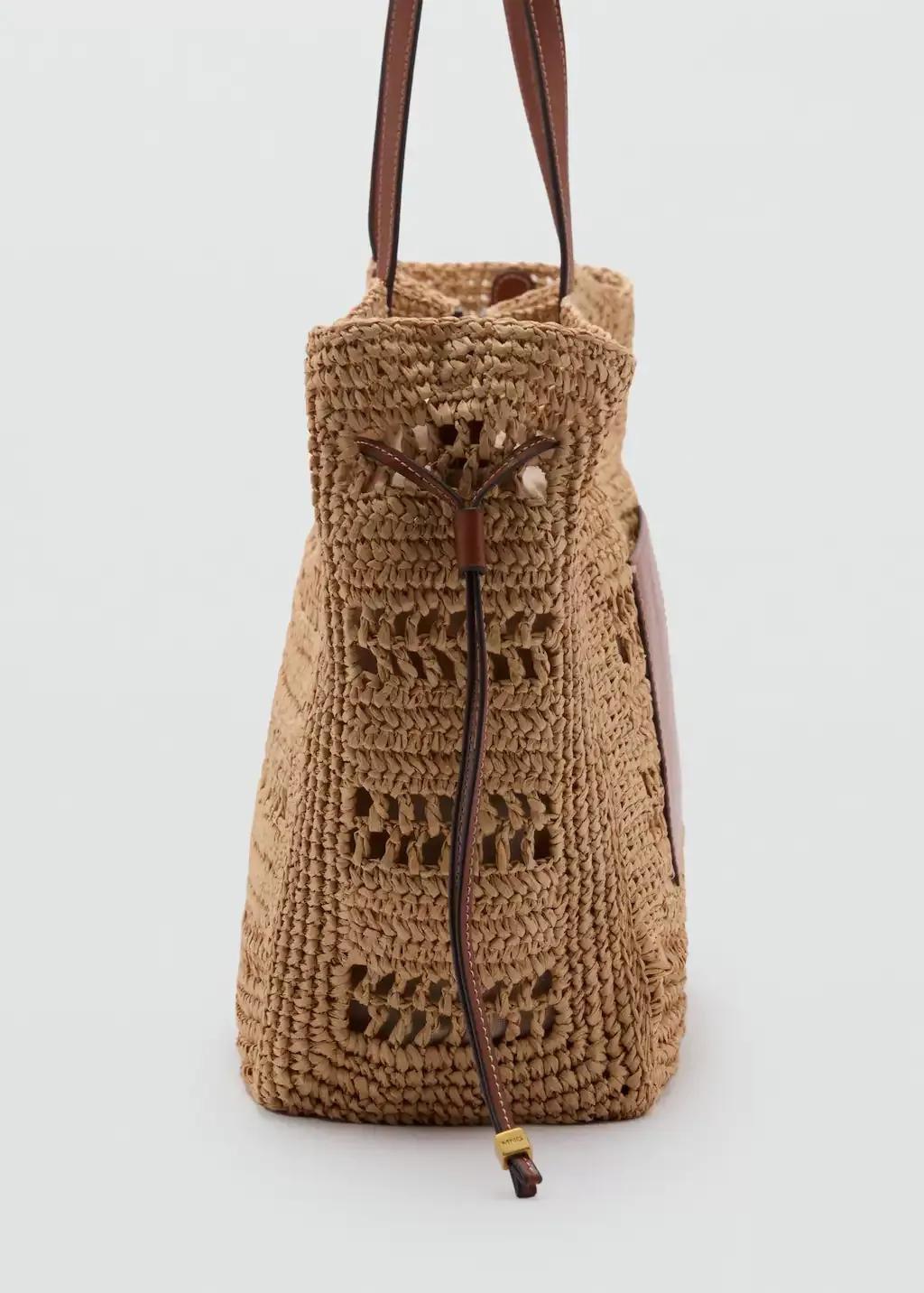 Brown Natural Fibre Shopper Bag, Medium Brown, large image number 1