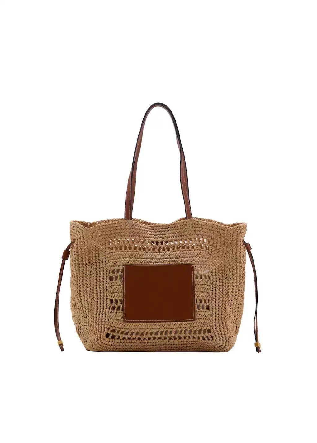 Brown Natural Fibre Shopper Bag, Medium Brown, large image number 3