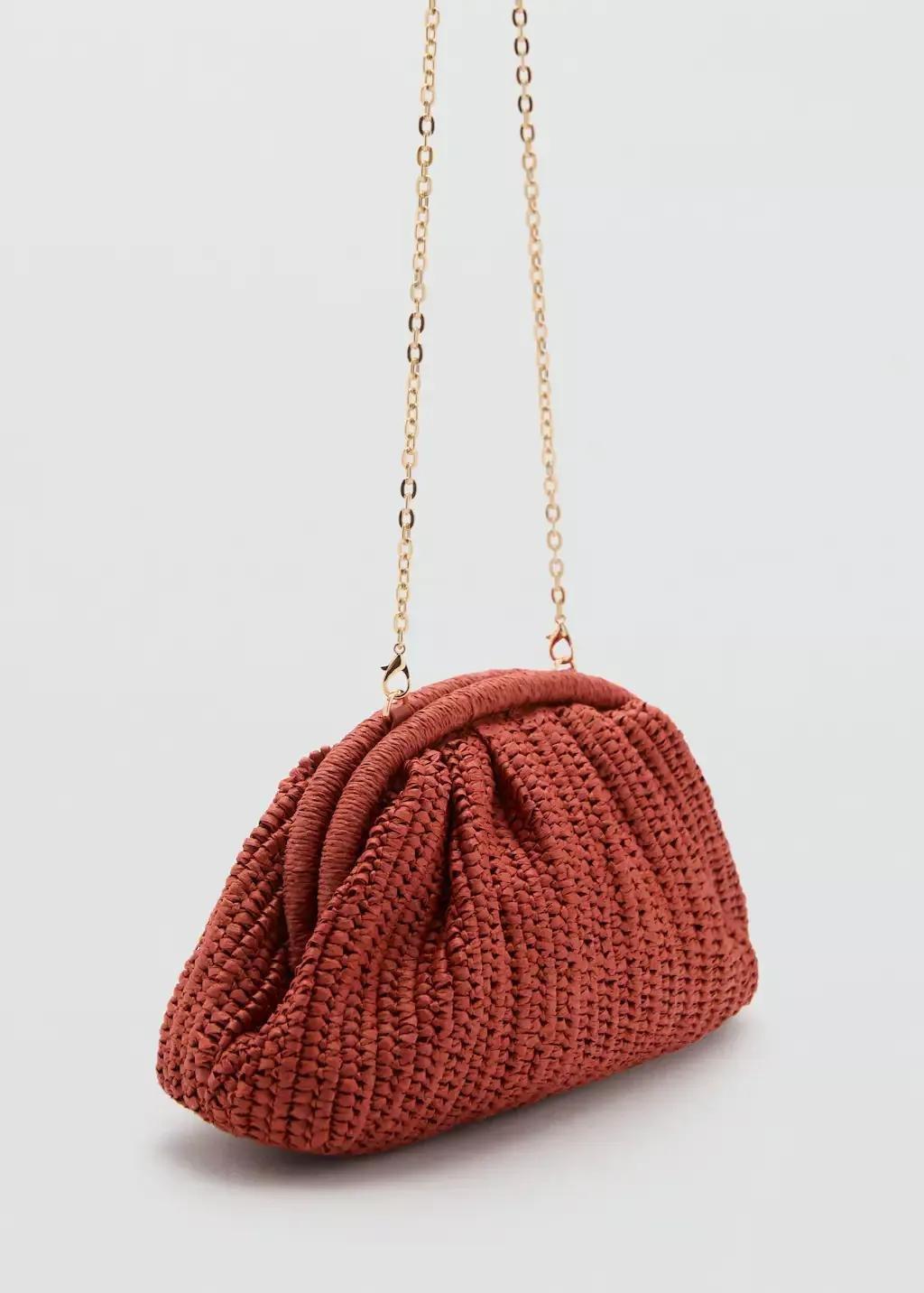 Orange Natural Fibre Handbag, Medium Orange, large image number 0