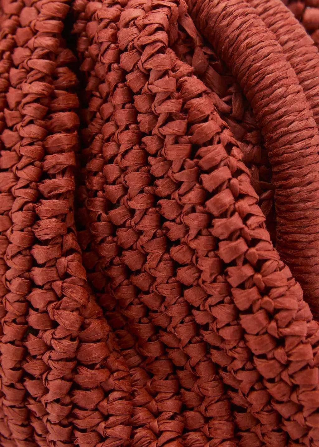 Orange Natural Fibre Handbag, Medium Orange, large image number 1