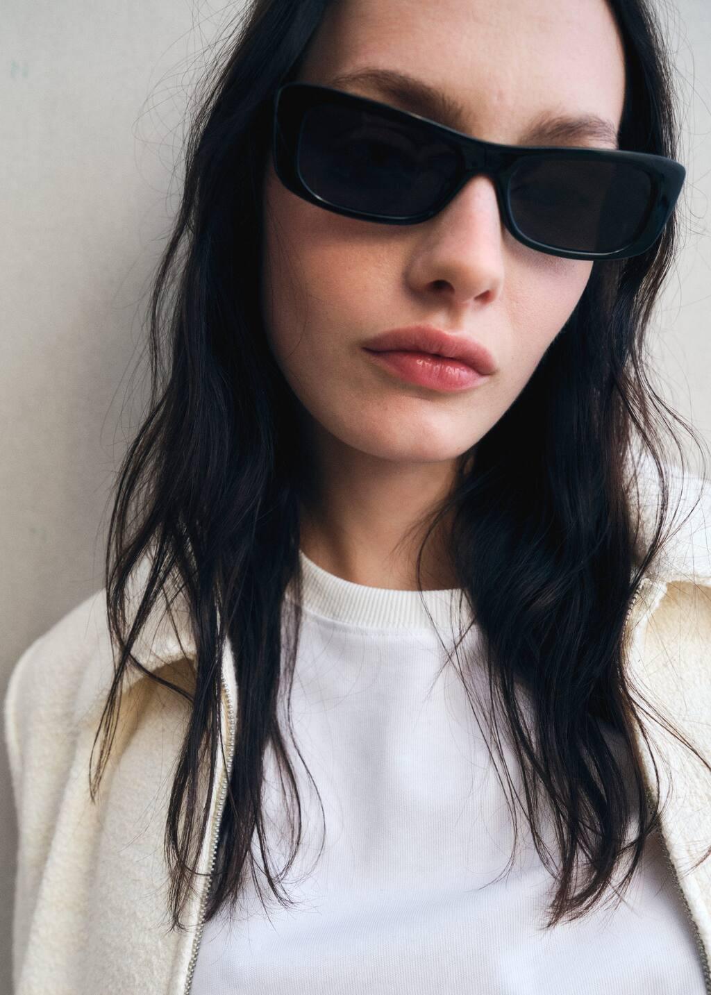 Black Squared Frame Sunglasses, Black, large image number 4
