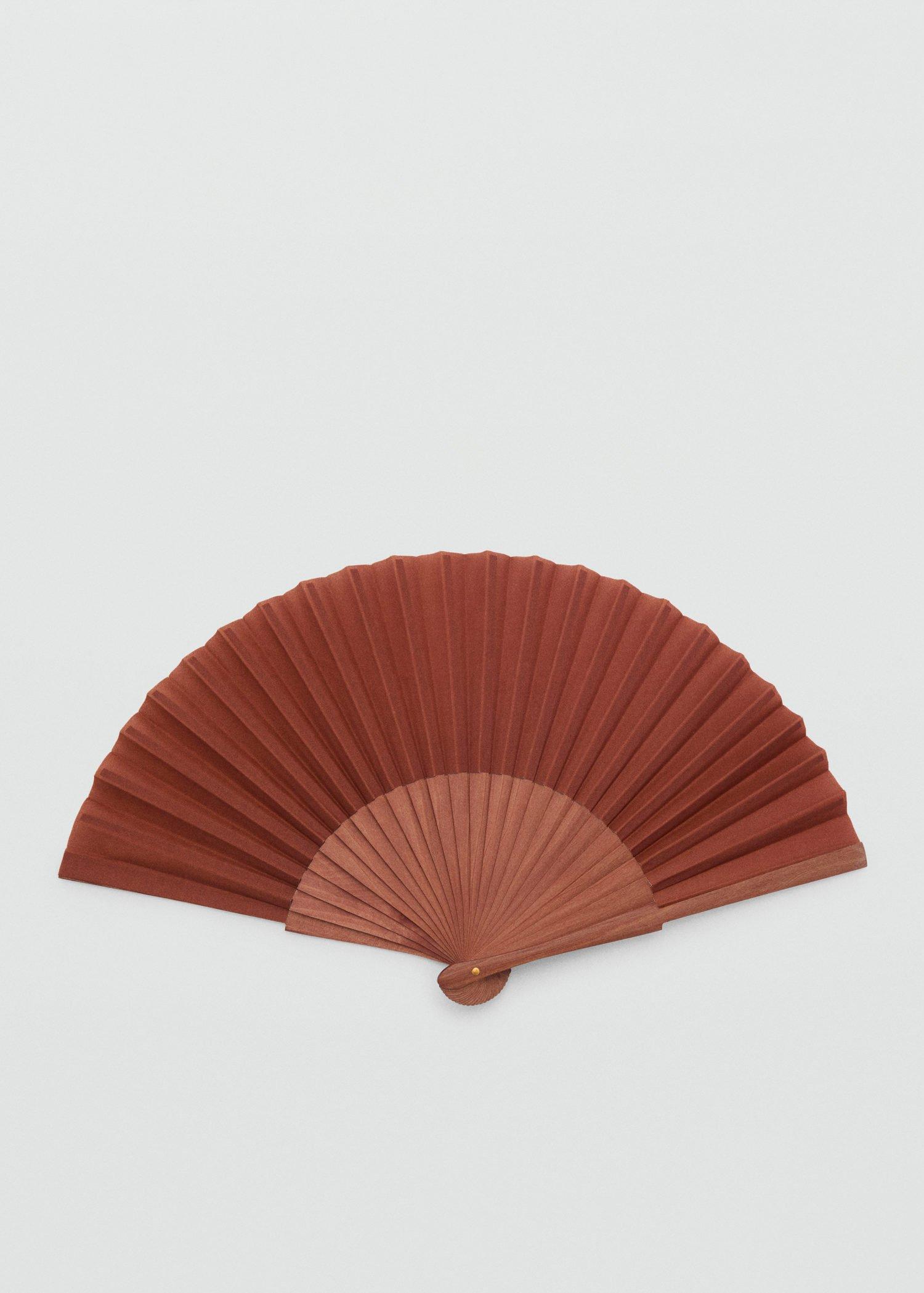 Orange Smooth Wooden Fan, 0201_28, large image number 1