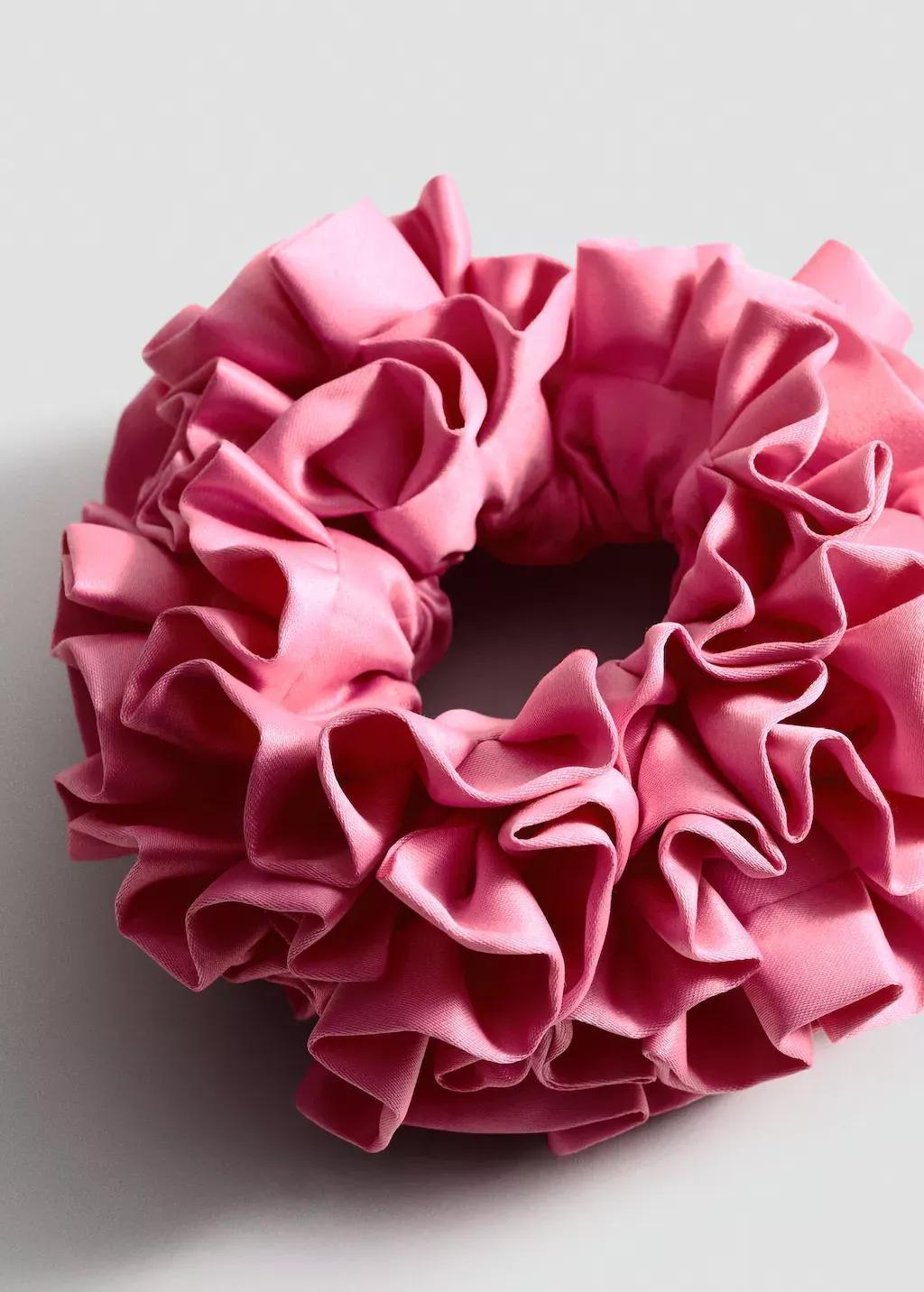 Pink Mini Ruffled Scrunchie, , medium