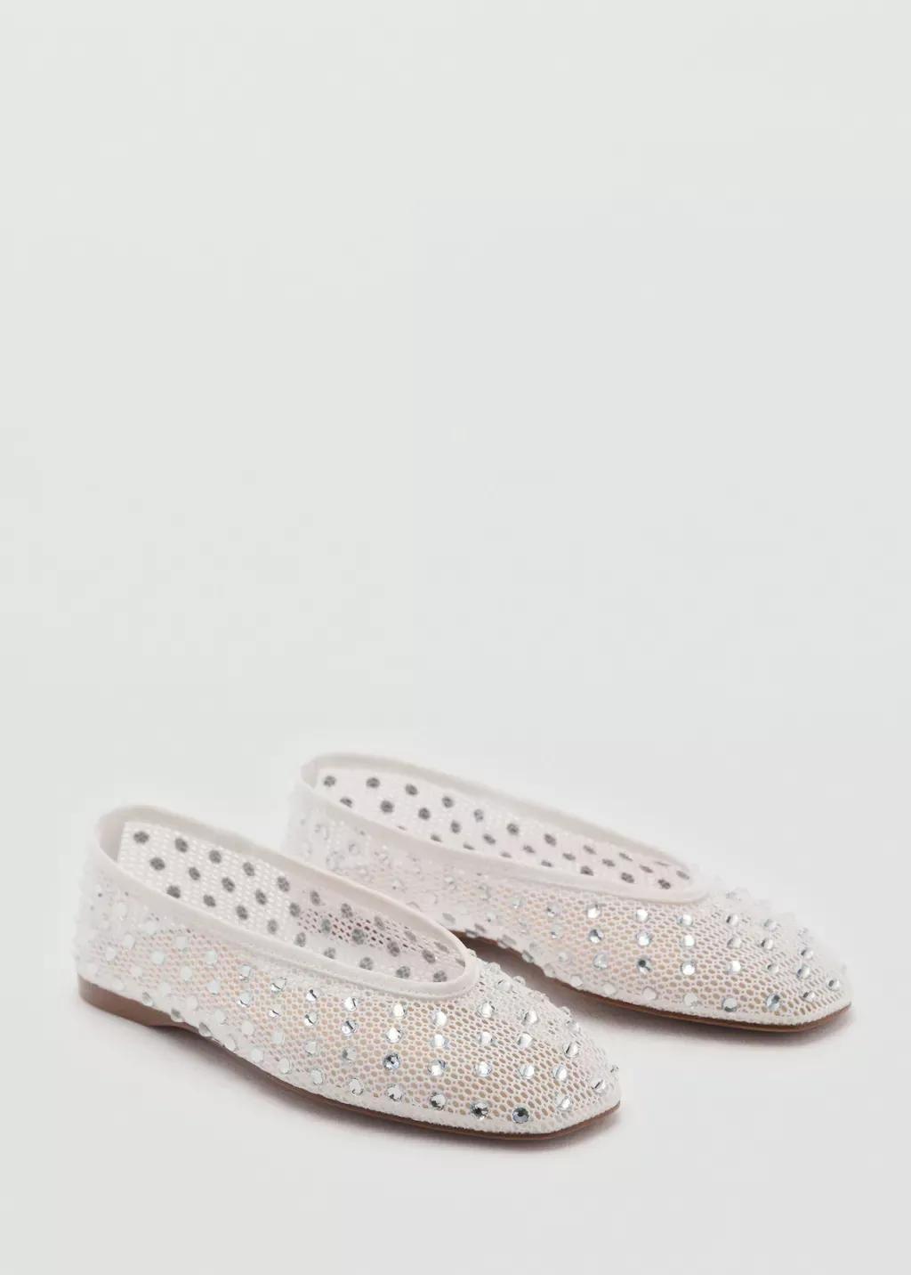 White Mesh Shoe With Rhinestone Detail, , large image number 0