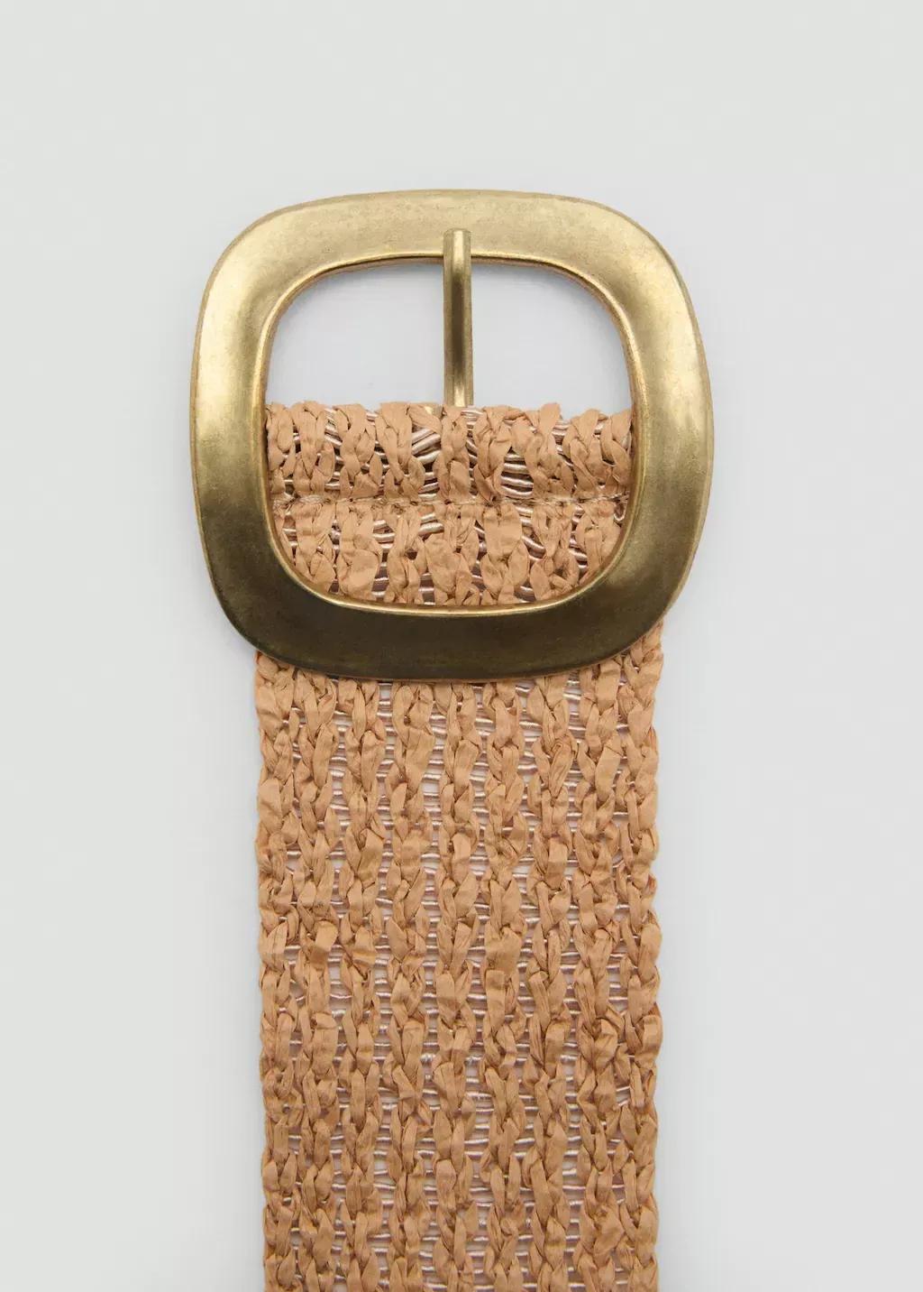 Beige Natural Fibre Belt With Oval Buckle, , large image number 1