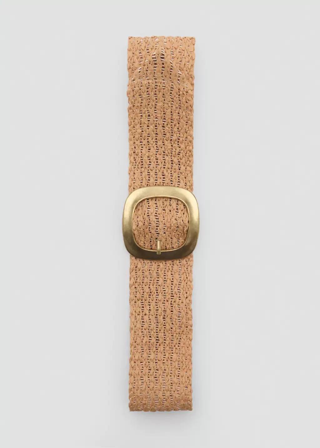 Beige Natural Fibre Belt With Oval Buckle, , large image number 2