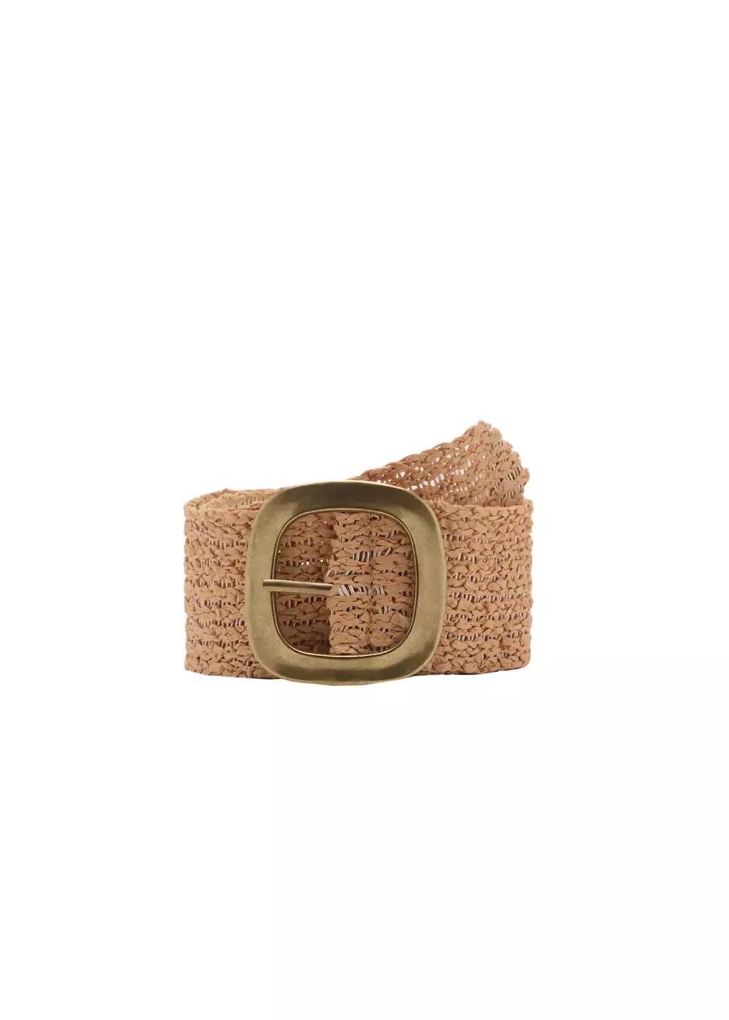 Beige Natural Fibre Belt With Oval Buckle, , large image number 3
