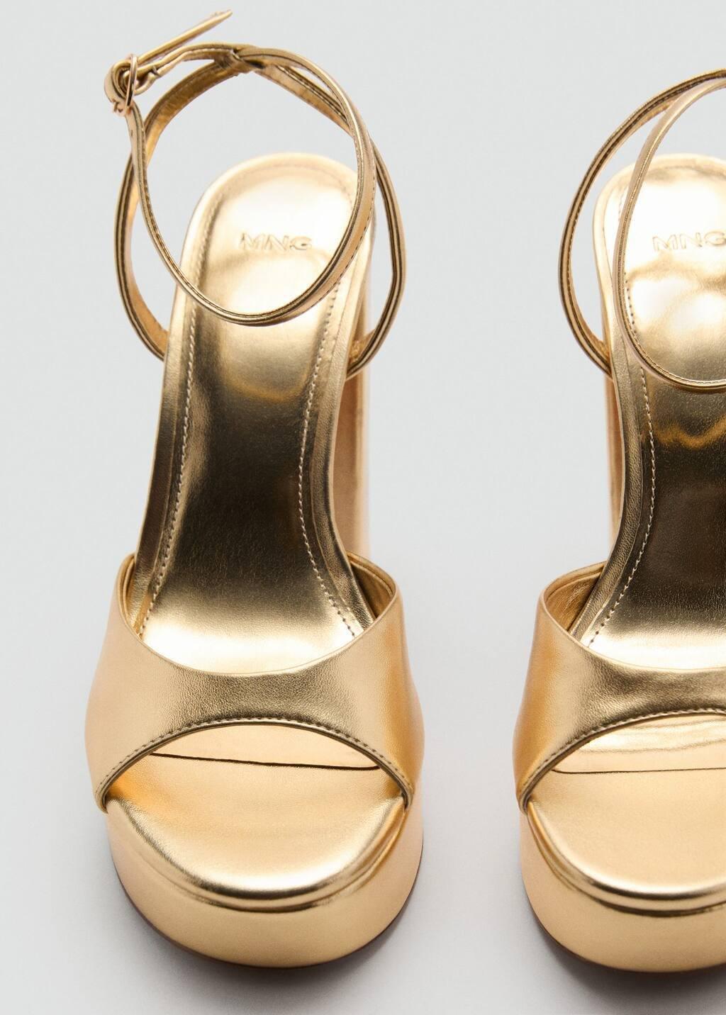 Gold Metallic-Effect Heeled Sandals, , large image number 1