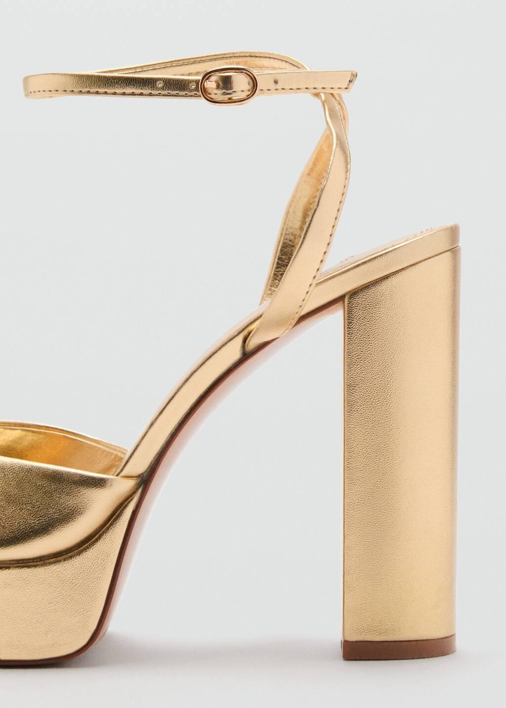 Gold Metallic-Effect Heeled Sandals, , large image number 2