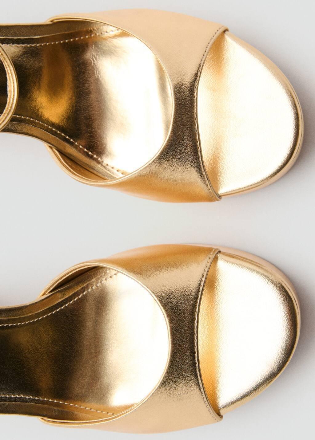 Gold Metallic-Effect Heeled Sandals, , large image number 4