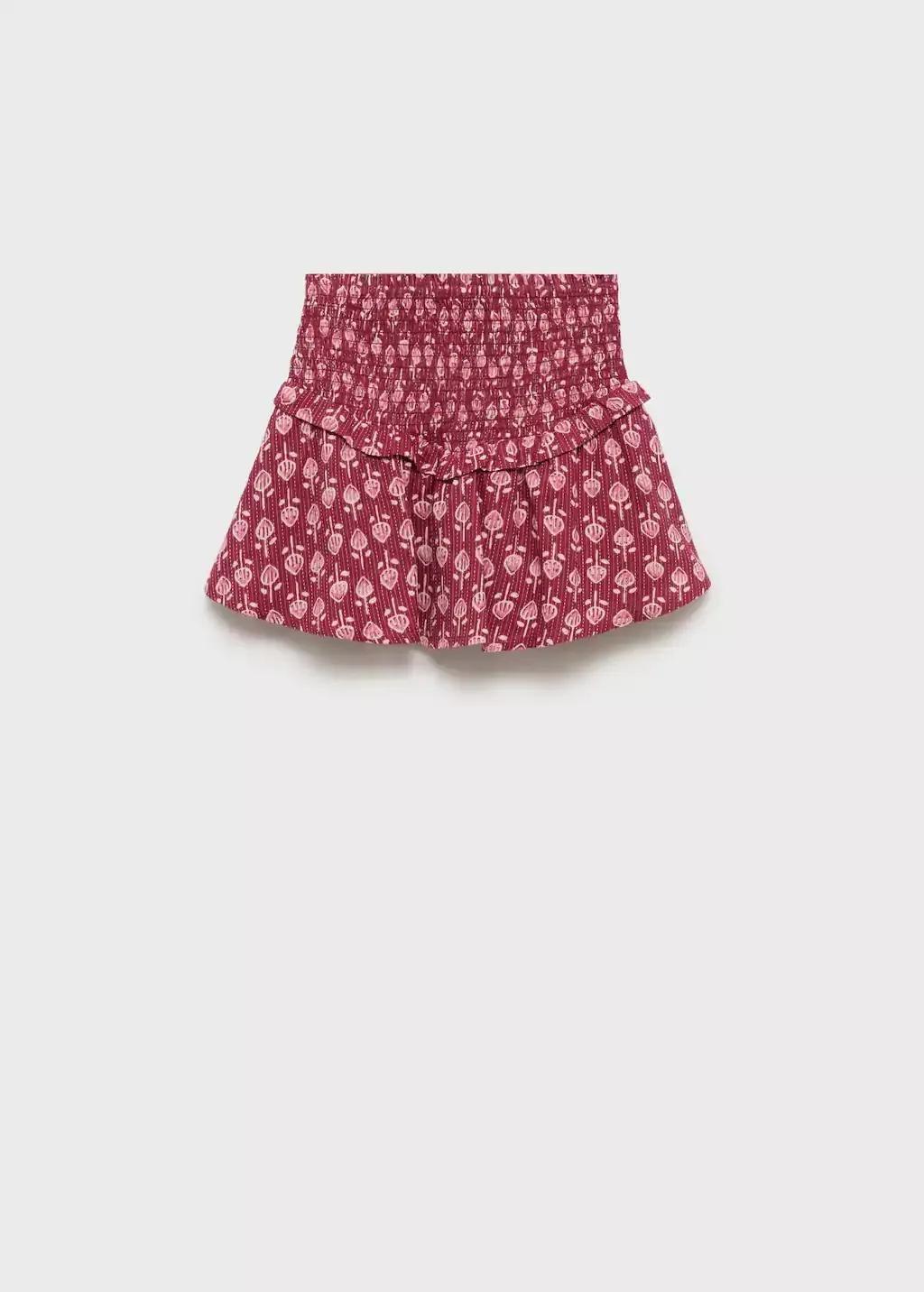 Red Ruffled Gathered Mini Skirt, Kids Girl, , large image number 2