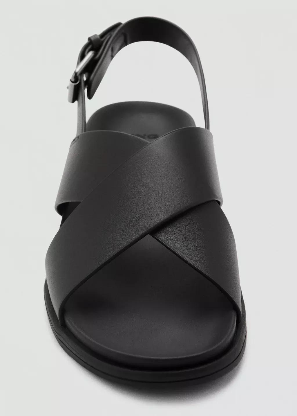 Black Solid Strappy Sandals, , large image number 1
