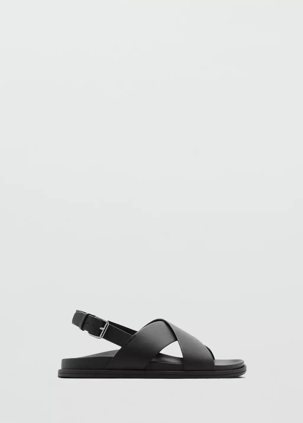 Black Solid Strappy Sandals, , large image number 3