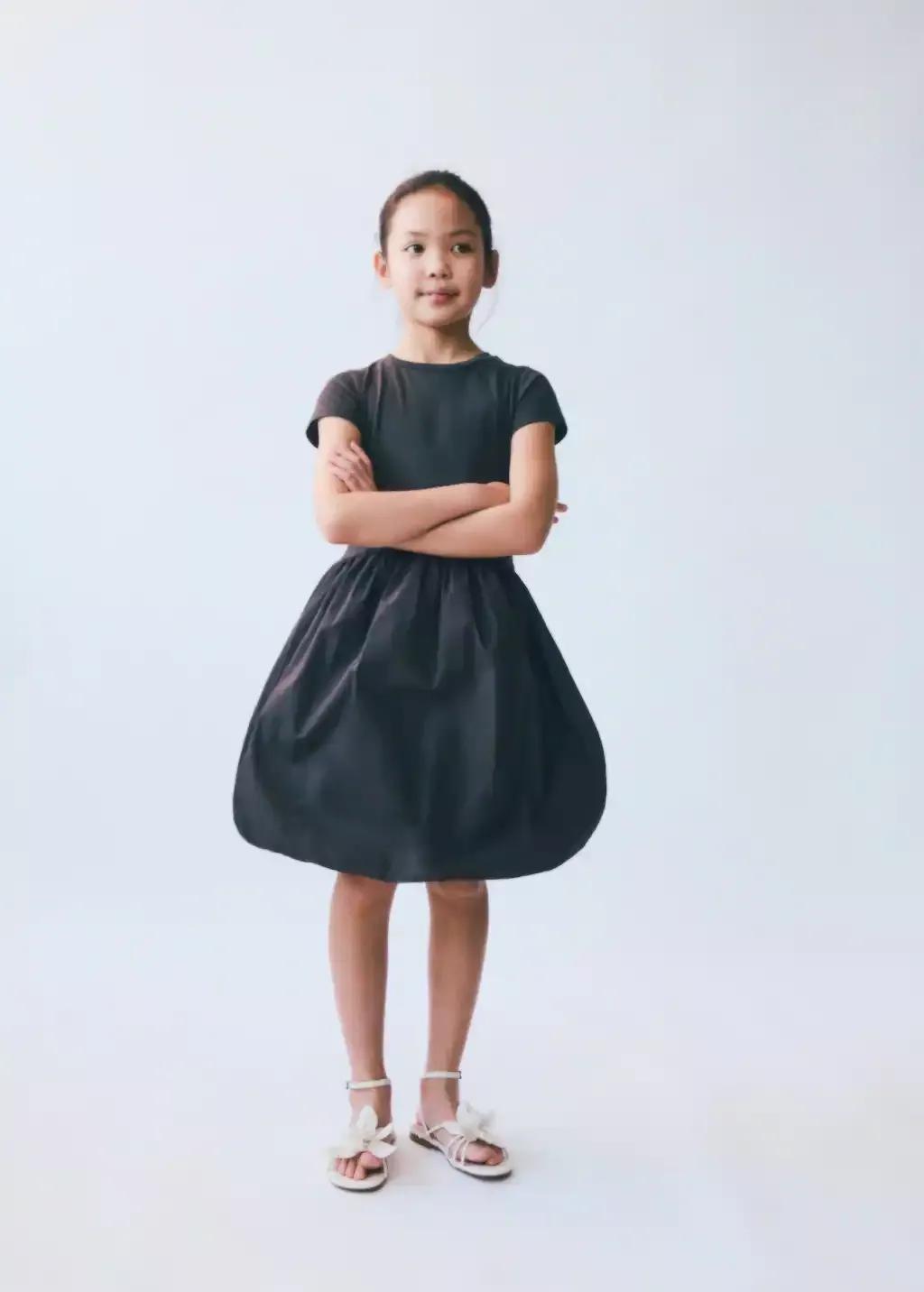CHARCOAL Ballon skirt dress, Kids Girl, , large image number 3