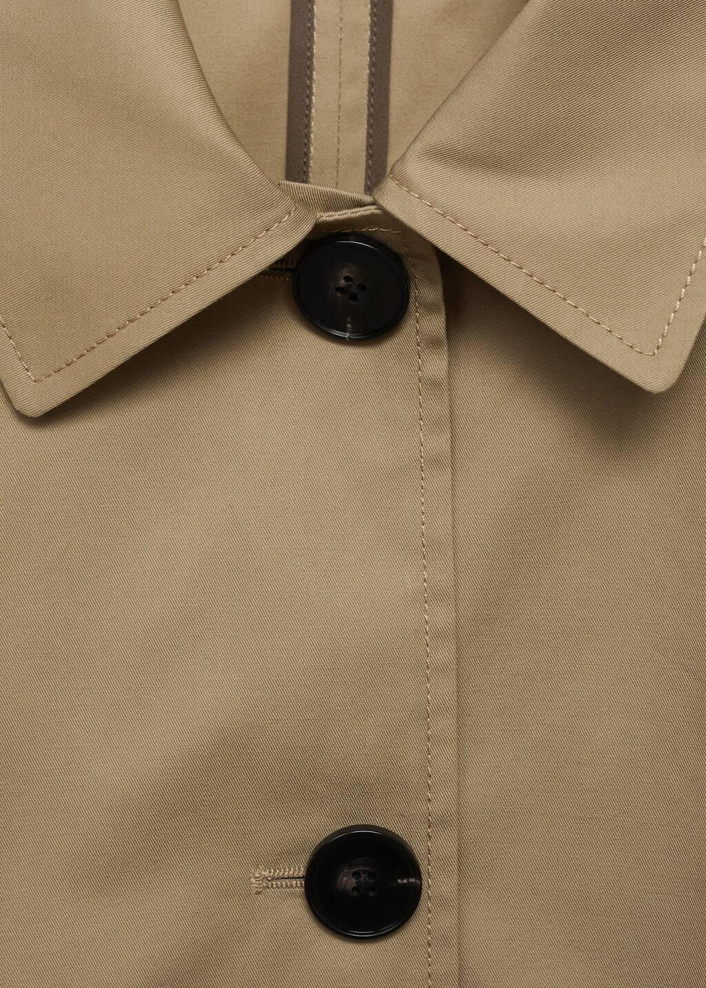 Khaki Straight Cotton Jacket With Buttons, , large image number 4