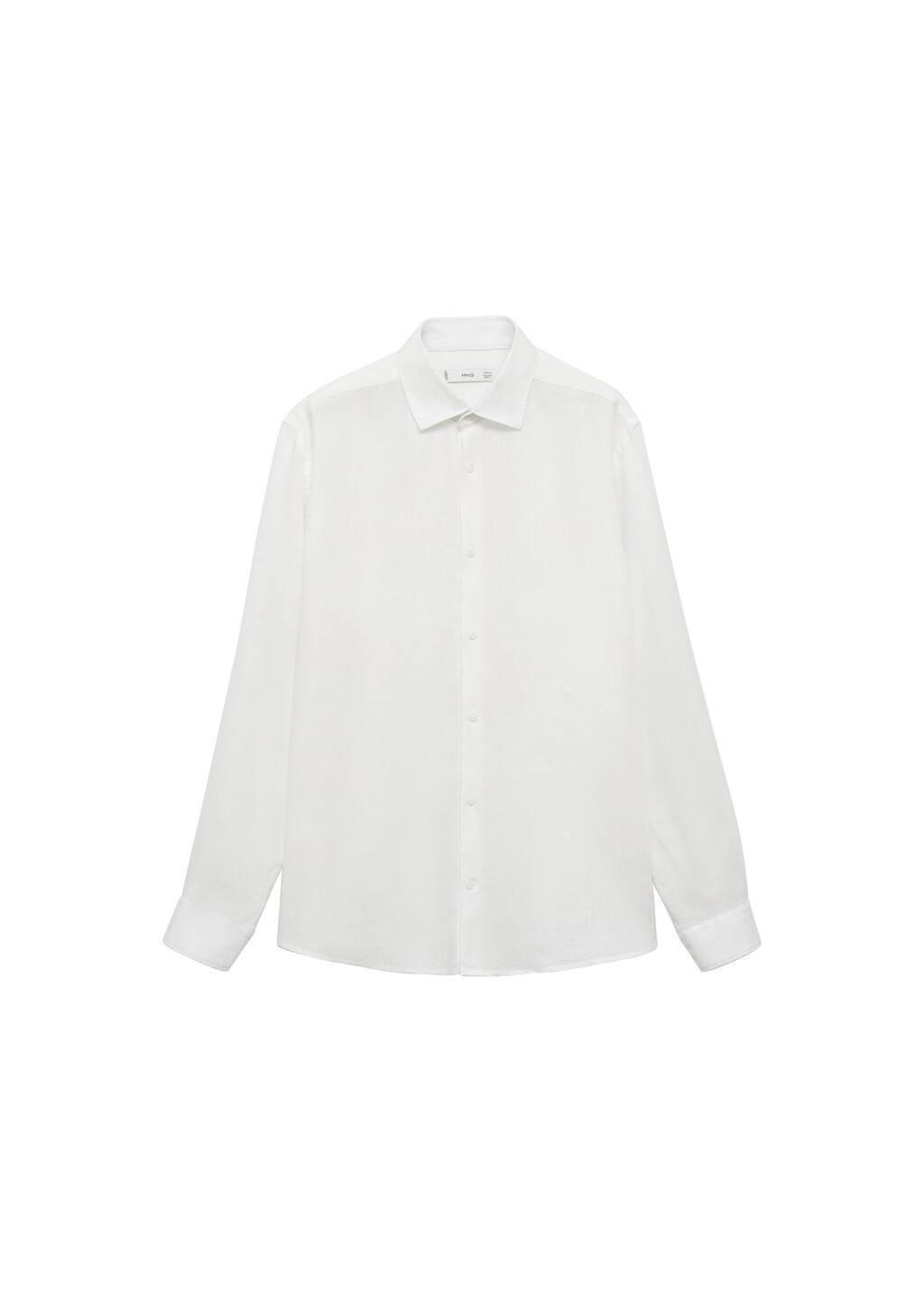 White 100% Linen Regular Fit Shirt, , large image number 2