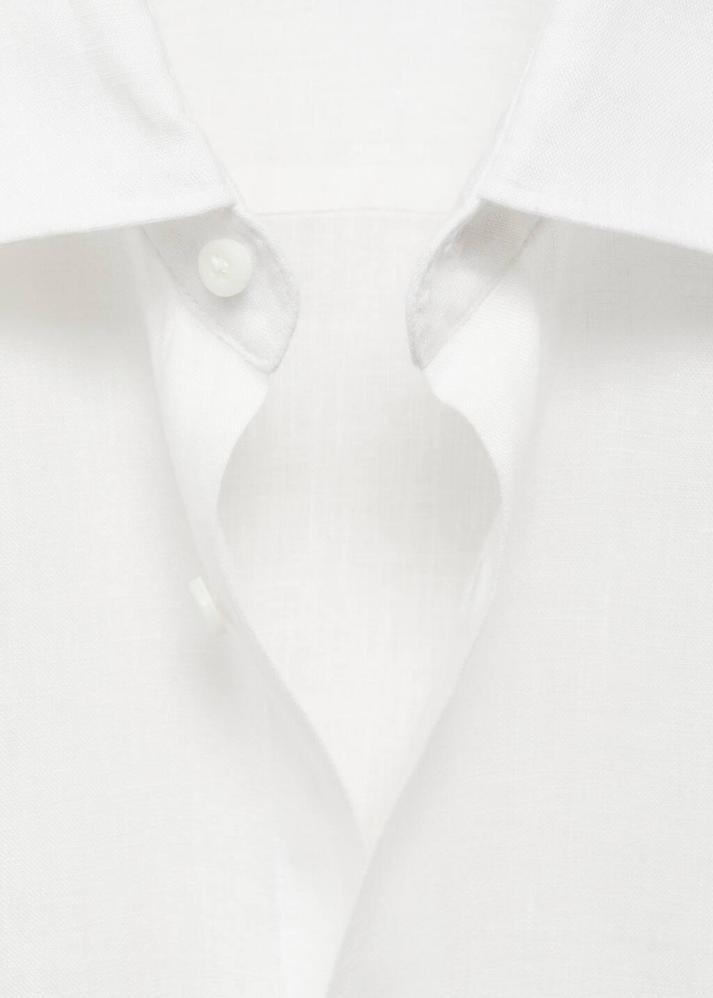 White 100% Linen Regular Fit Shirt, , large image number 4