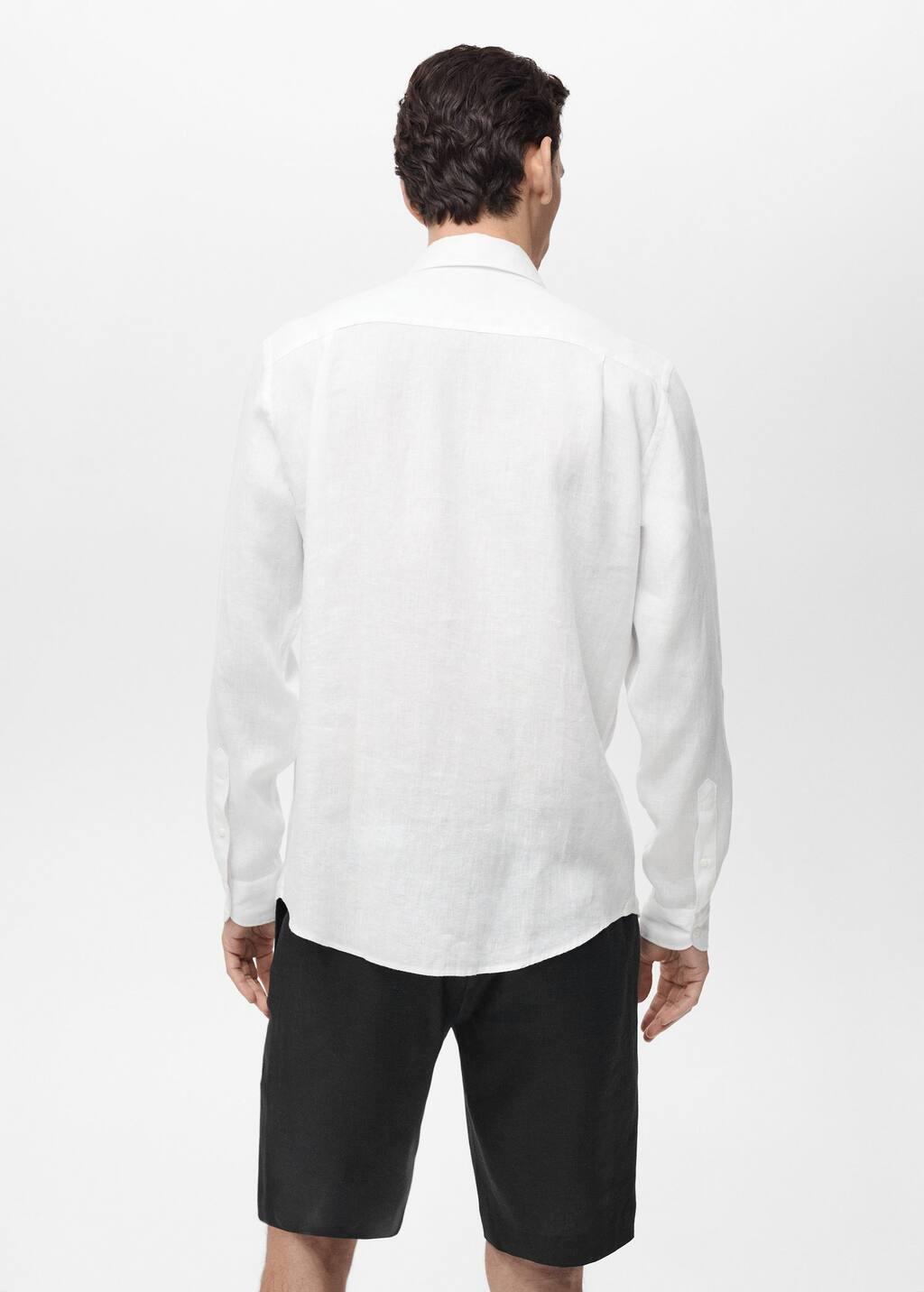 White 100% Linen Regular Fit Shirt, , large image number 6