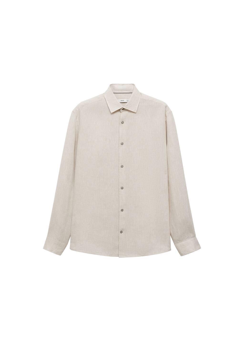 Brown Lt Pastel 100% Linen Regular Fit Shirt, , large image number 2