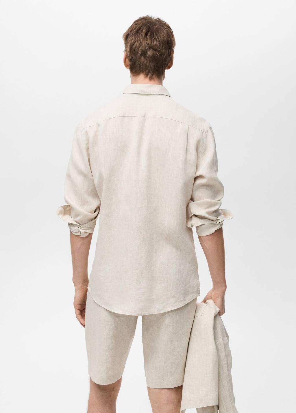 Brown Lt Pastel 100% Linen Regular Fit Shirt, , large image number 6