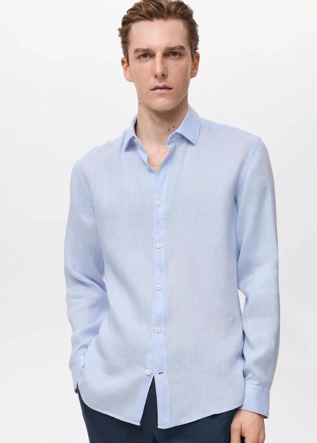 Blue Lt Pastel 100% Linen Regular Fit Shirt, , large image number 1