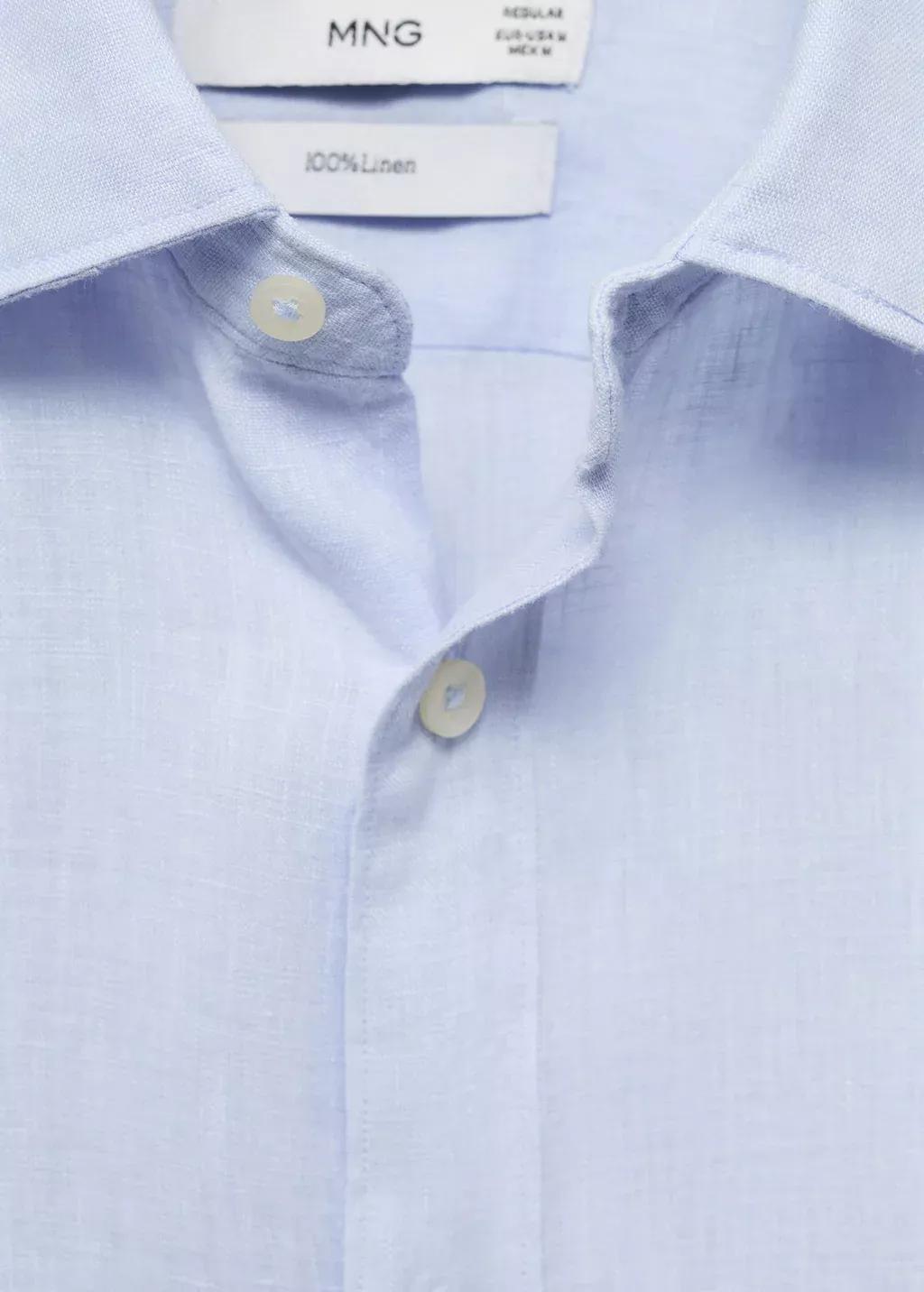 Blue Lt Pastel 100% Linen Regular Fit Shirt, , large image number 4