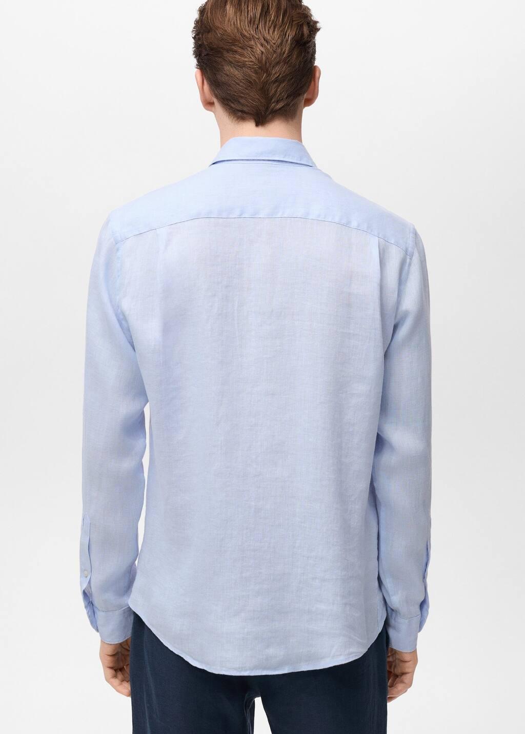 Blue Lt Pastel 100% Linen Regular Fit Shirt, , large image number 5