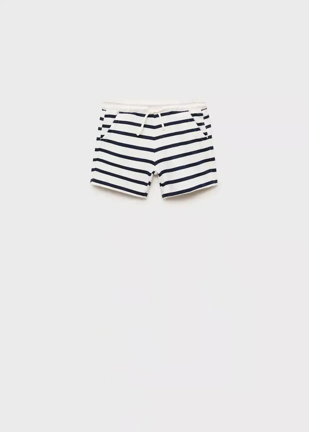 Navy Striped Cotton Bermuda Shorts, Baby Boy, , large image number 0