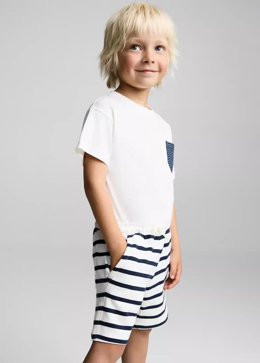 Navy Striped Cotton Bermuda Shorts, Baby Boy, , large image number 3