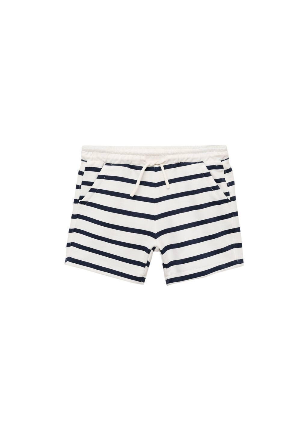 Navy Striped Cotton Bermuda Shorts, Baby Boy, , large image number 4