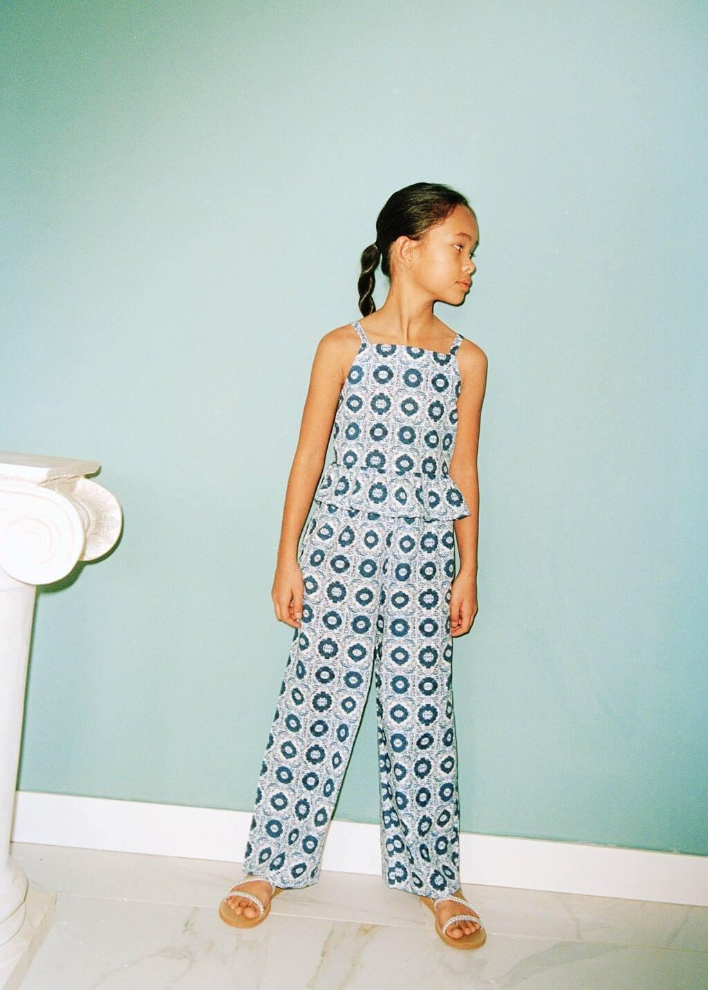 Blue Printed Cotton Blouse, Kids Girl, , large image number 1