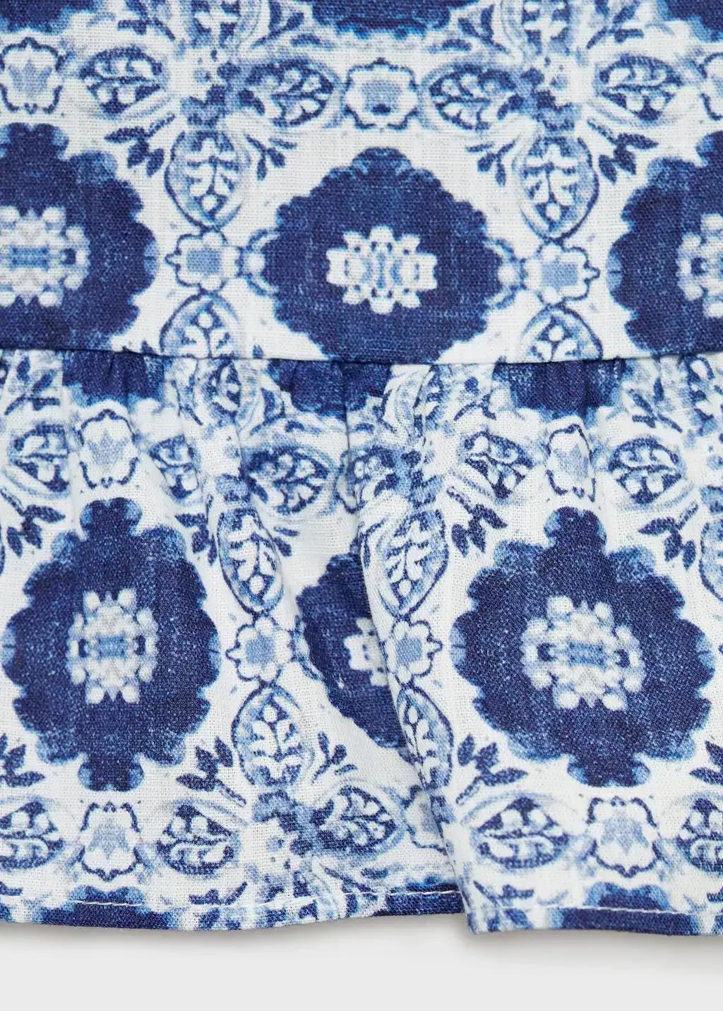 Blue Printed Cotton Blouse, Kids Girl, , large image number 2