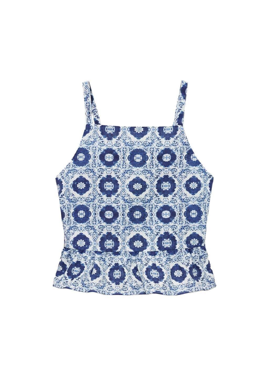 Blue Printed Cotton Blouse, Kids Girl, , large image number 3