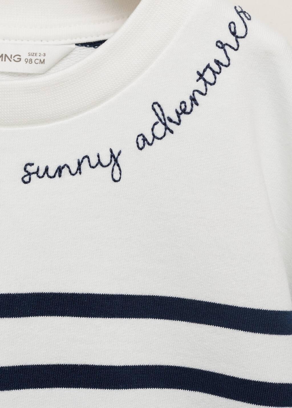 Navy Message Striped Sweatshirt, Baby Girl, , large image number 2