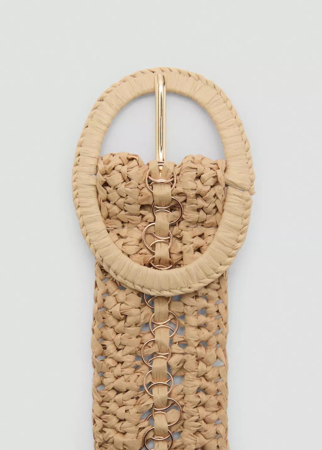 Beige Natural Fibre Belt With Buckle, , large image number 1