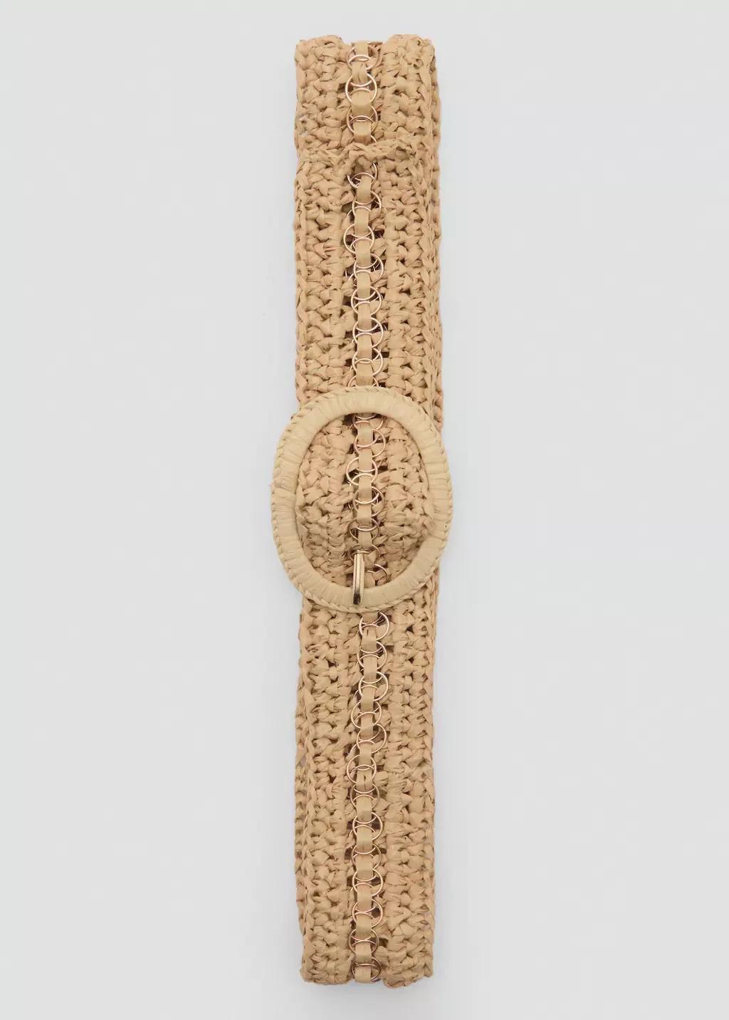 Beige Natural Fibre Belt With Buckle, , large image number 2