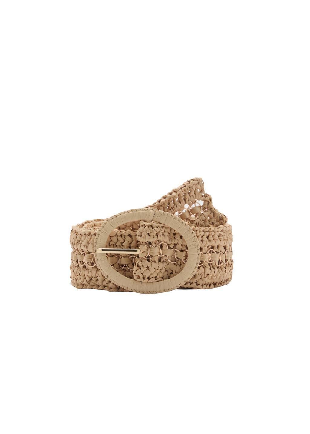 Beige Natural Fibre Belt With Buckle, , large image number 3
