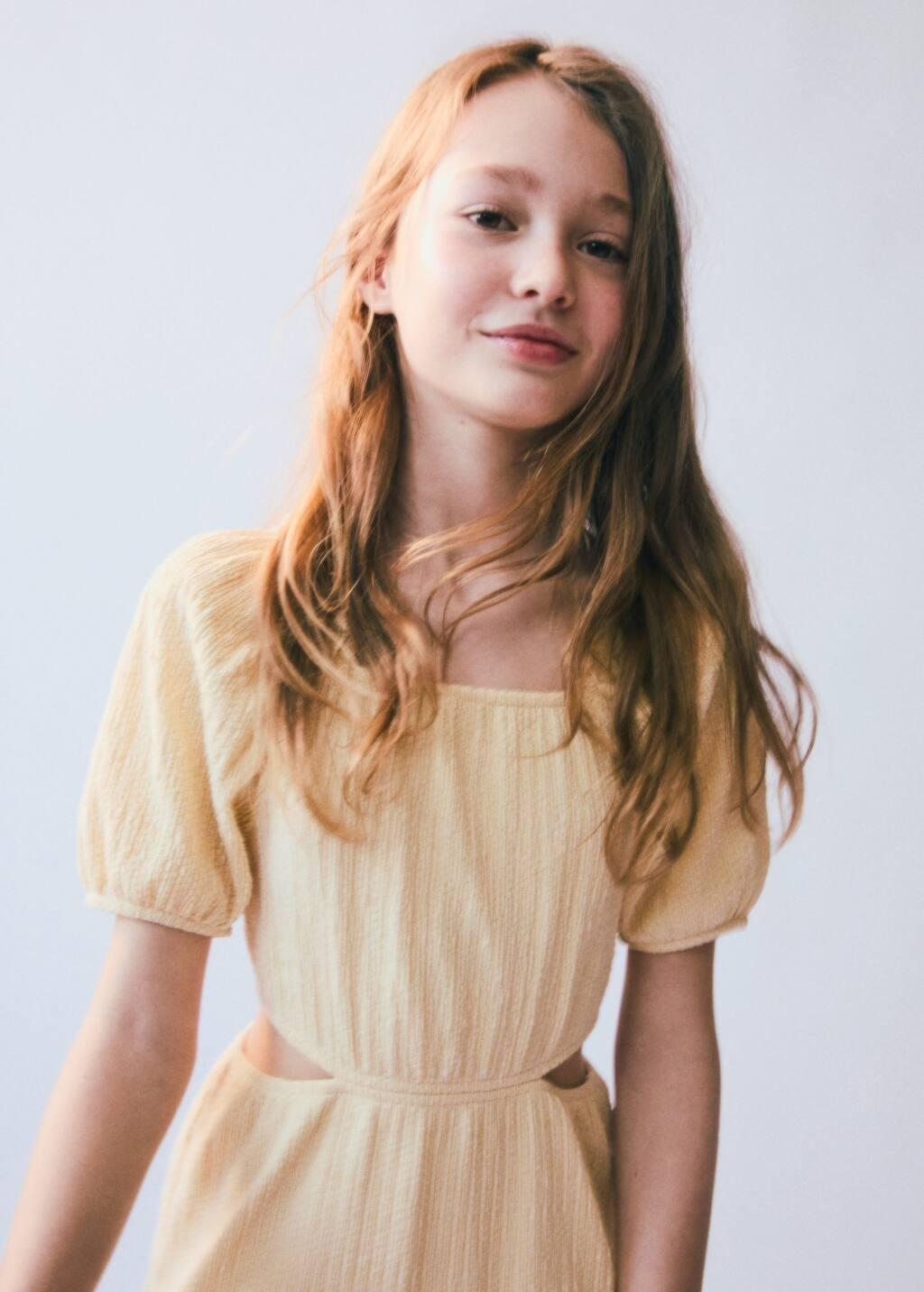 Yellow Cut-Out Dress, Kids Girl, , large image number 3