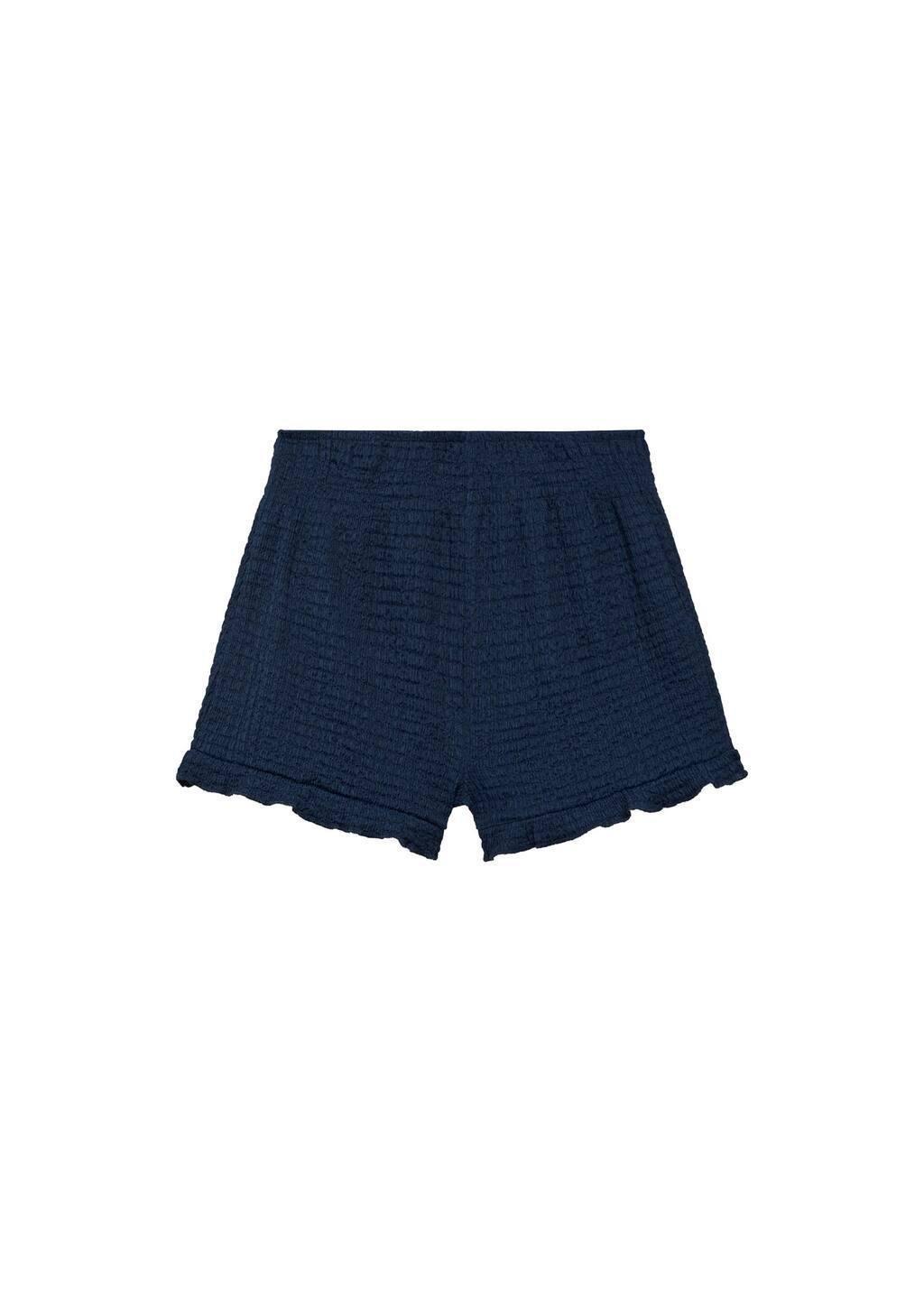 Navy Ruffled Textured Shorts, Kids Girls, , large image number 0