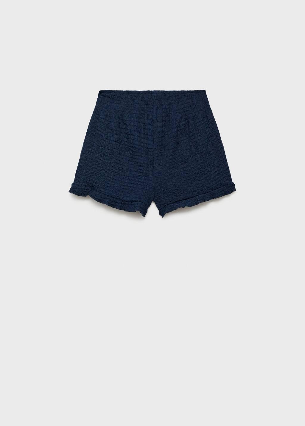 Navy Ruffled Textured Shorts, Kids Girls, , large image number 1
