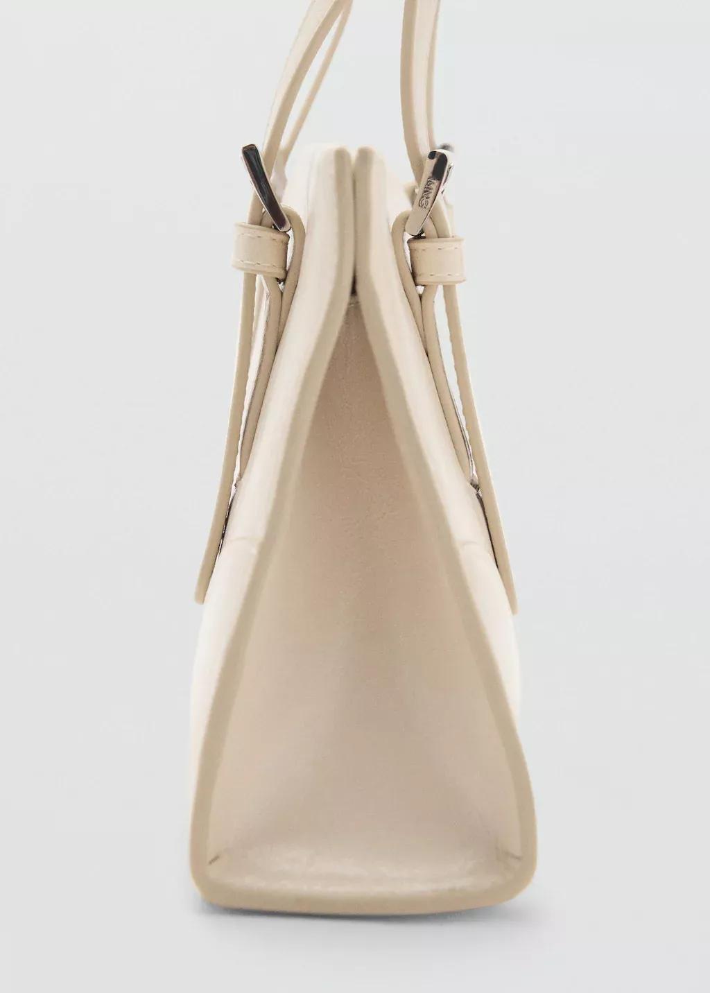 White Shoulder Bag With Buckles, Natural White, large image number 1
